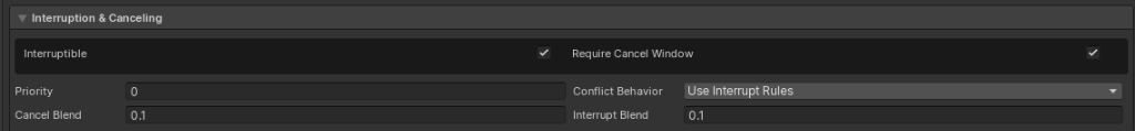 Interruption & Canceling Settings Inspector