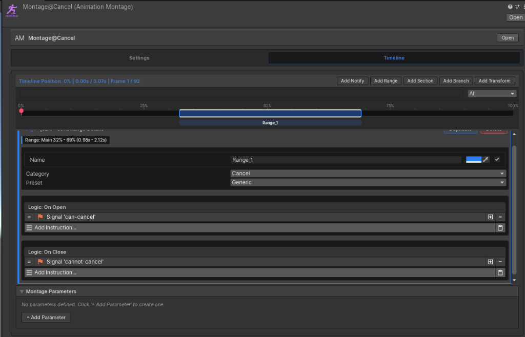 Timeline Range Cancel Logic Window