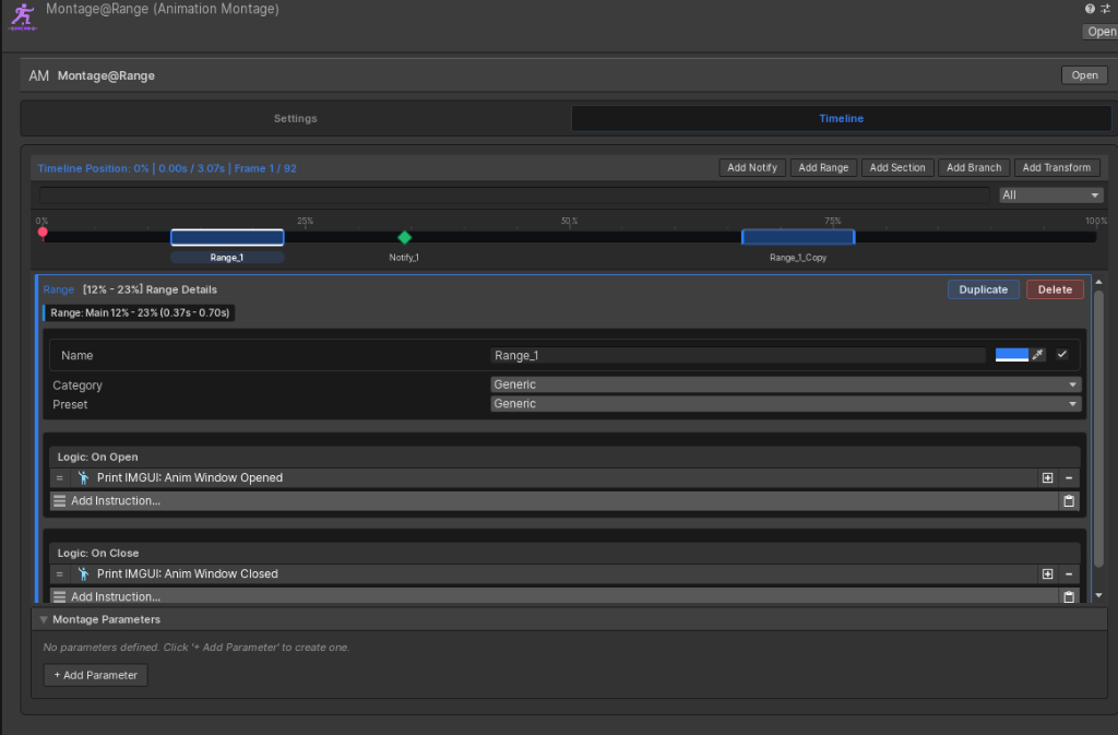 Timeline Range Windows Track