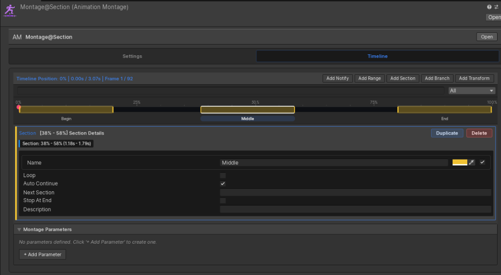 Timeline Sections Flow Inspector