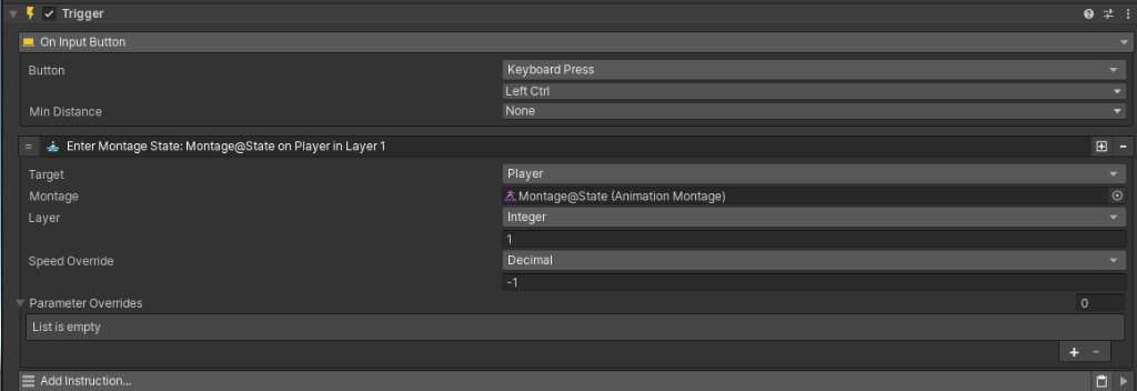 Enter Montage State Action Inspector