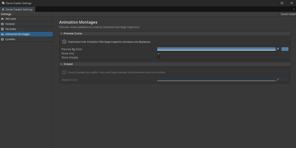Game Creator Settings Preferences